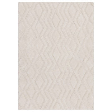 Harrison Modern Plain Hand-Carved Geometric Hi-Low Plush Soft Polyester Boho Shaggy Off White Rug-Asiatic Carpets-Rug Love - The Most Loved Rug Store